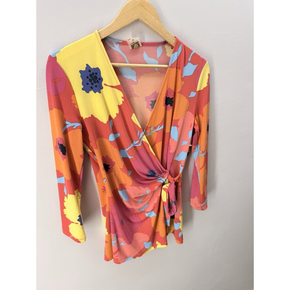 Anne Klein Women's Floral Print Wrap Top Size M - Picture 3 of 13